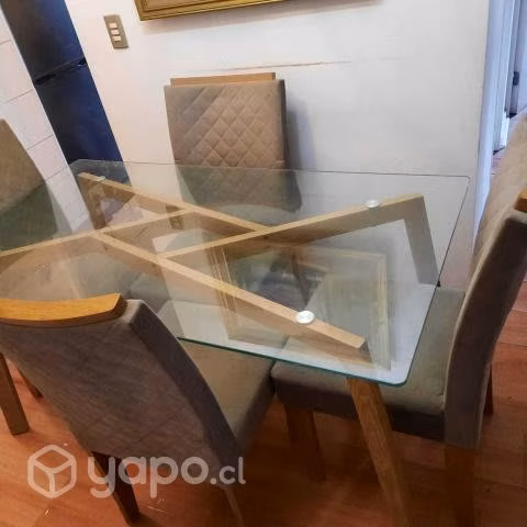Comedor Cristal Templado + 4 sillas usado - Imagen 2
