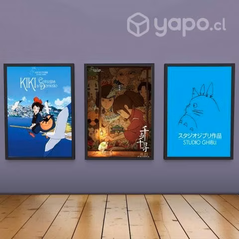 3 Cuadros Decorativos Pack ESTUDIO GHIBLI