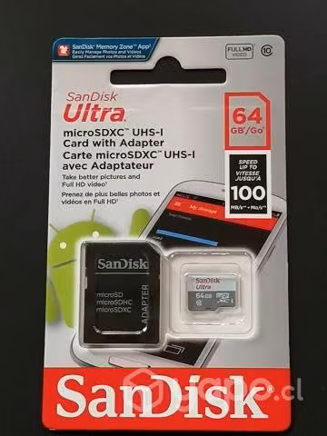 Tarjeta microSD de 64GB con adaptador SD nueva