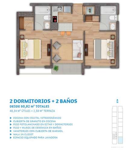 Venta Depto. 2D/2B + Est - Estación Central - Imagen 2