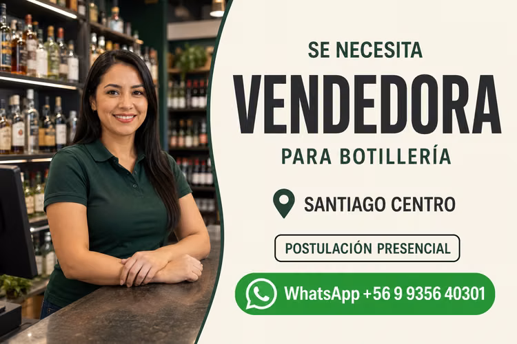 vendedora para Botilleria