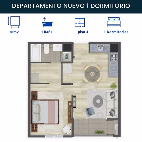 Depto B101 1D+1B  Portal Mirador Pto Montt (77750)