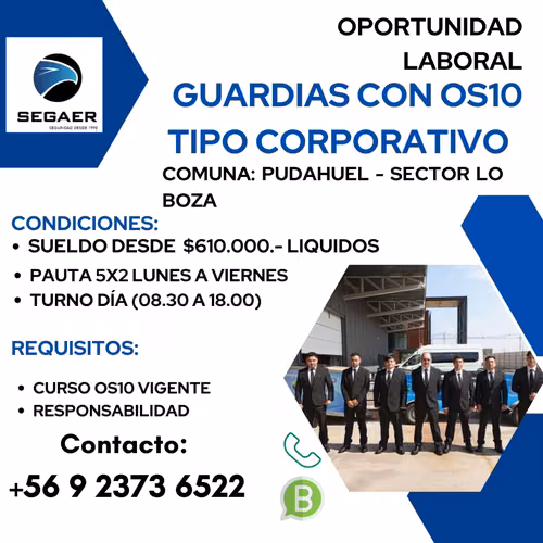 Guardia corporativo lunes a viernes LO BOZA PUDAHUEL