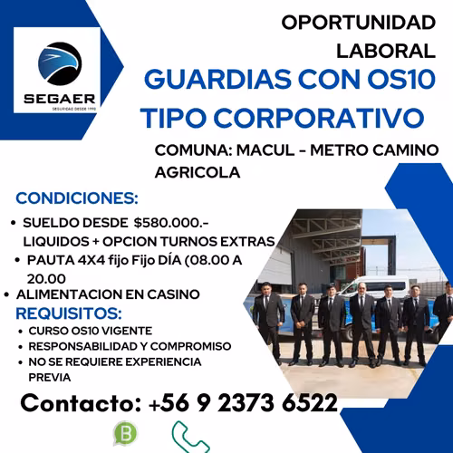Guardia corporativo MACUL metro camino agricola 4x4 fijo dia