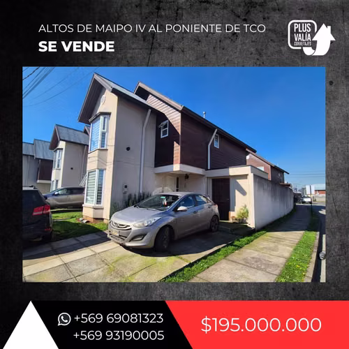 CASA EN CONDOMINIO ALTOS DEL MAIPO IV AL PONIENTE DE TEMUCO