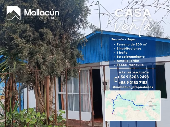 Casa en Venta – 70 m² Construidos en Terreno de 550 m² – Socavón