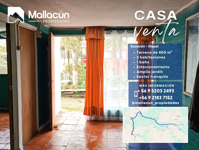 Casa en Venta – 70 m² Construidos en Terreno de 550 m² – Socavón