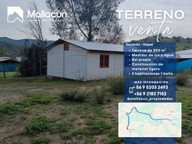 Casa en Venta en Socavón, Illapel – 500 m² con Excelente Ubicación