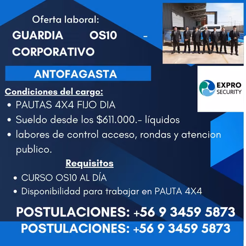 Guardia os10 corporativo 4x4 Antofagasta centro