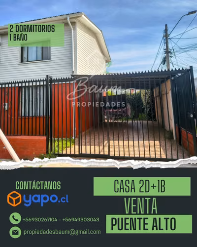 Espaciosa Casa  (ESQUINA) 2D+1B- PUENTE ALTO