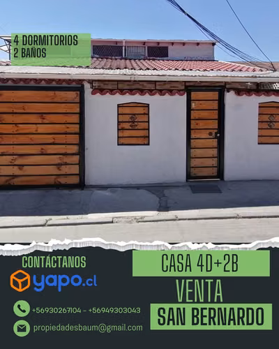 Amplia Casa 4D+2B- San Bernardo