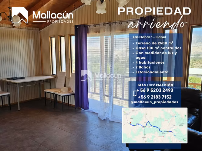 Casa en ARRIENDO - Las Cañas, Illapel
