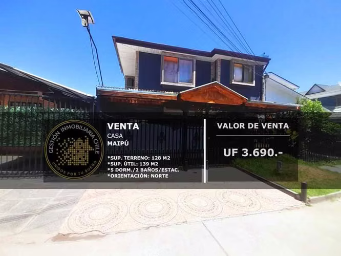 CASA SOÑADA EN MAIPÚ 5D/2B, PATIO, LUZ NATURA (145991)