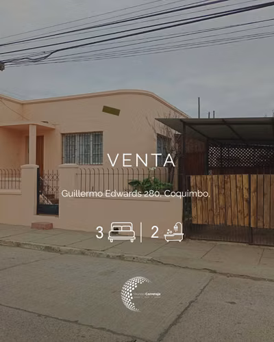 Casa en venta 3 dormitorios , 2 baños - sector El Llano, Coquimbo.