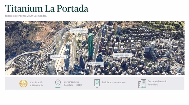 Arriendo OFICINA en Edificio Titanium en Las Condes