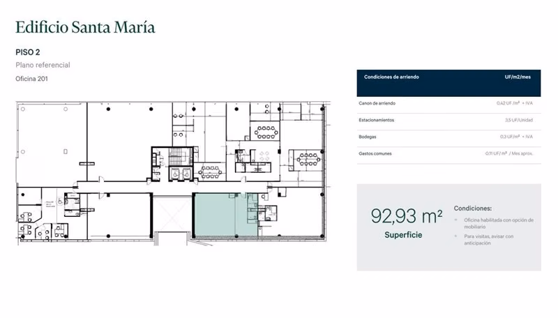 Arriendo OFICINA en Edificio Santa maría en Vitacura