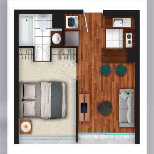 Departamento en venta de 1 dorm. en Santiago
