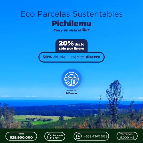Parcela en venta en Pichilemu