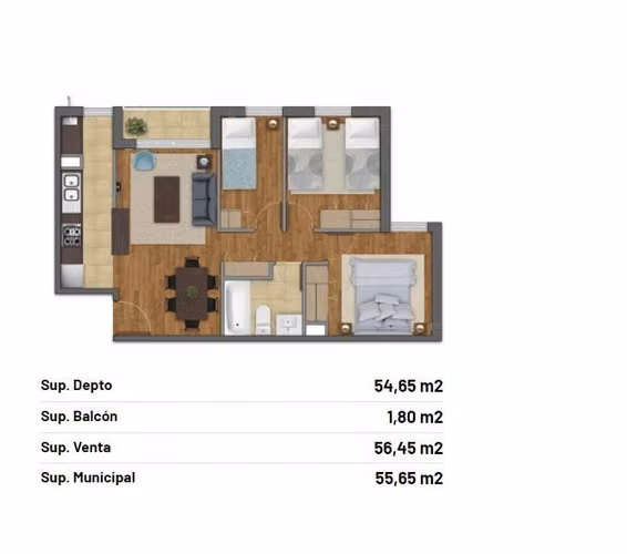 Departamento en venta de 3 dorm. en Temuco