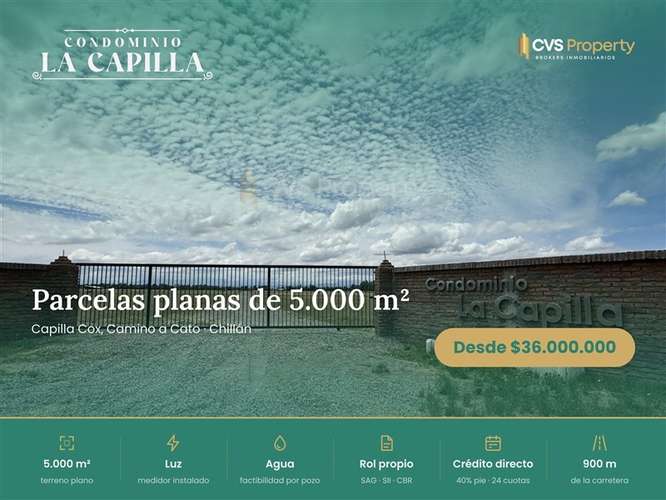 Parcela con Crédito directo Chillan Capilla Cox. #137784