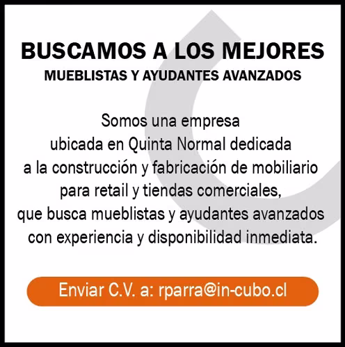 Se necesita Maestro mueblista con experiencia en Retail
