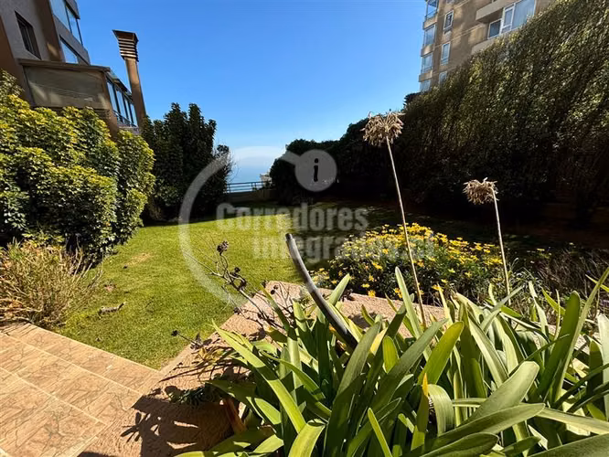 Depto 3D con jardín privado, Edificio Grecomar, Reñaca