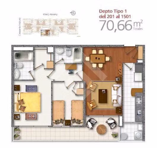 Departamento en venta de 2 dorm. en Ñuñoa