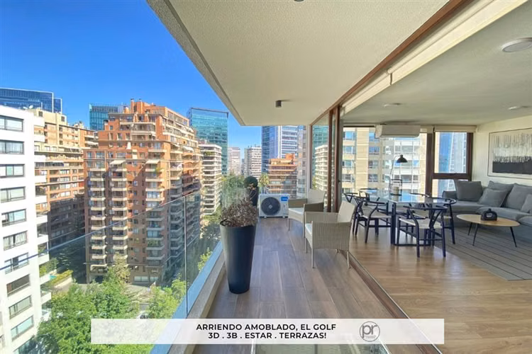 El Golf, arriendo amoblado, 3D/3B, estar, GGCC incluidos