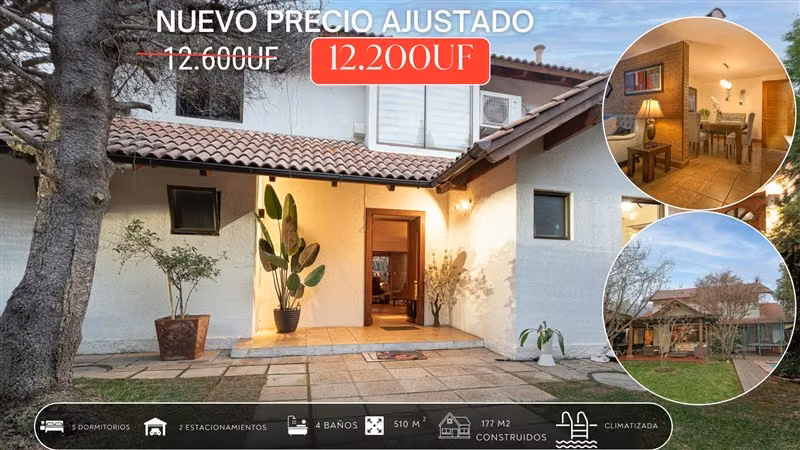 Casa en venta 510m2/177m2 5 Dorm Peñalolen - Casa Grande