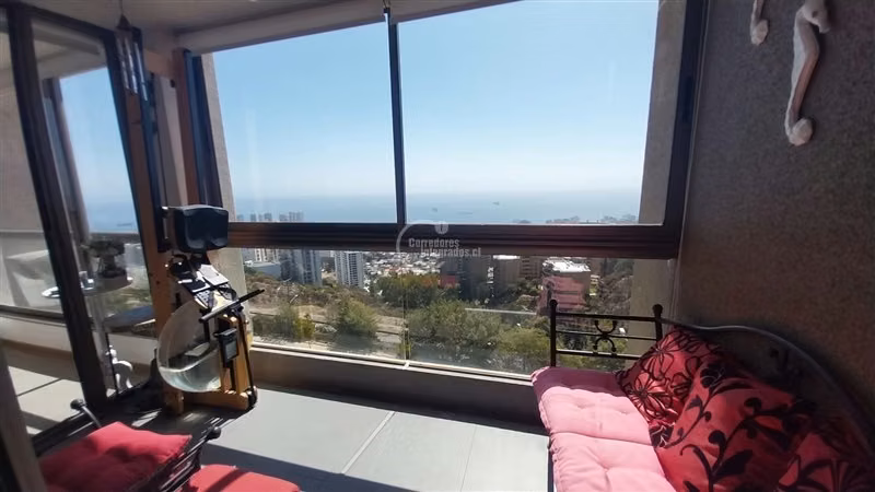 Venta Departamento Viña del Mar, vista al mar, 3D. 2 estac.