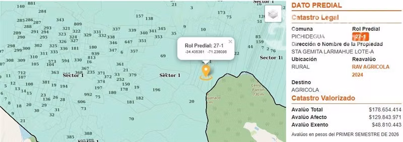 Venta Terreno Agrícola:36, 8 Has. en Lamarhue - Pichidegua