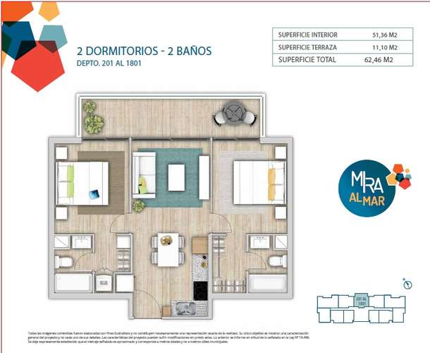 DEPTO 2D/2B SUITE PISO 17 DESPEJADA VISTA AL MAR