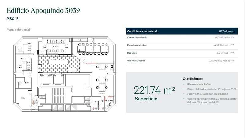 Arriendo OFICINA en Edificio Apoquindo 3039 en Las Condes - Imagen 5