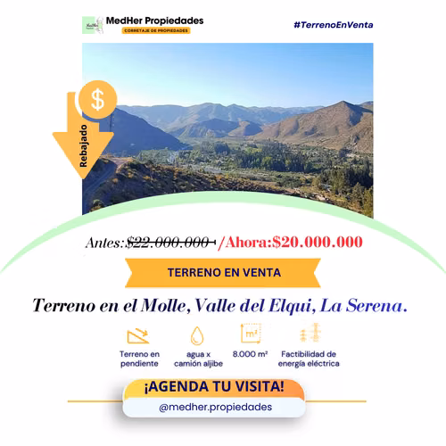 Gran Terreno 8.000m2, El Molle, Vista Espectacular, Rol Propio.
