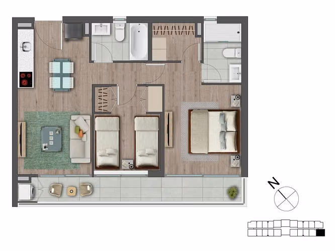 DEPTO DE 2 DORMITORIOS 2 BAÑOS EN PROYECTO SAN JOAQUIN - Imagen 15