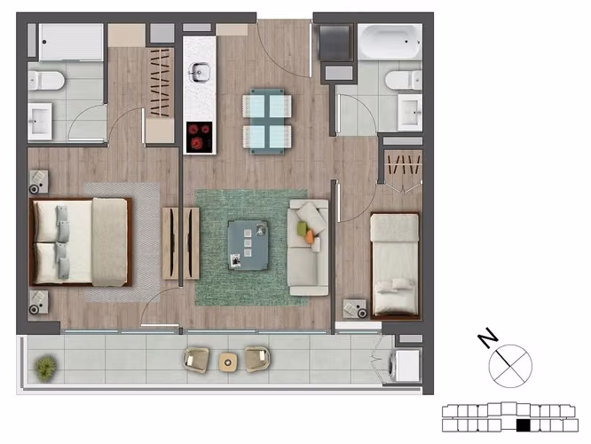 DEPTO DE 2 DORMITORIOS 2 BAÑOS EN PROYECTO SAN JOAQUIN - Imagen 19