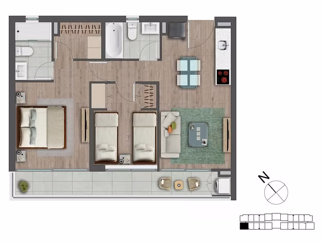 DEPTO DE 2 DORMITORIOS 2 BAÑOS EN PROYECTO SAN JOAQUIN - Imagen 3