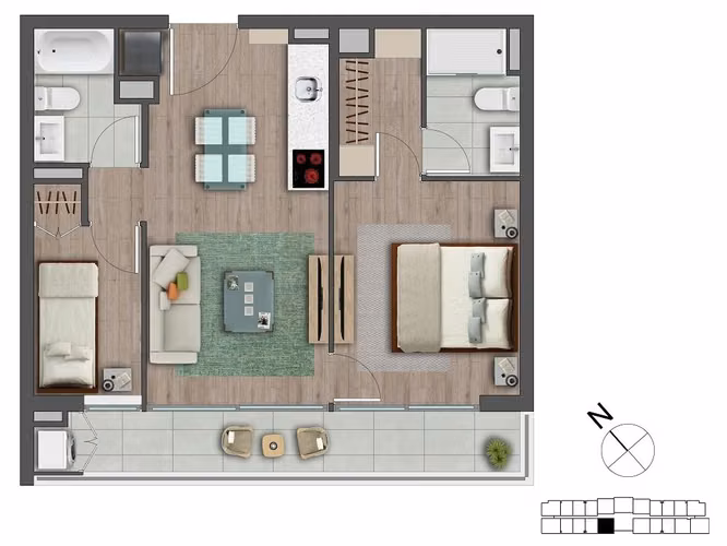 DEPTO DE 2 DORMITORIOS 2 BAÑOS EN PROYECTO SAN JOAQUIN - Imagen 4