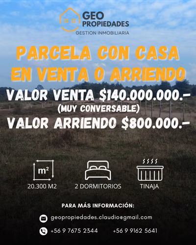VENTA O ARRIENDO DE PARCELA DE 2,3 HECTAREAS CON CASA - Imagen 2