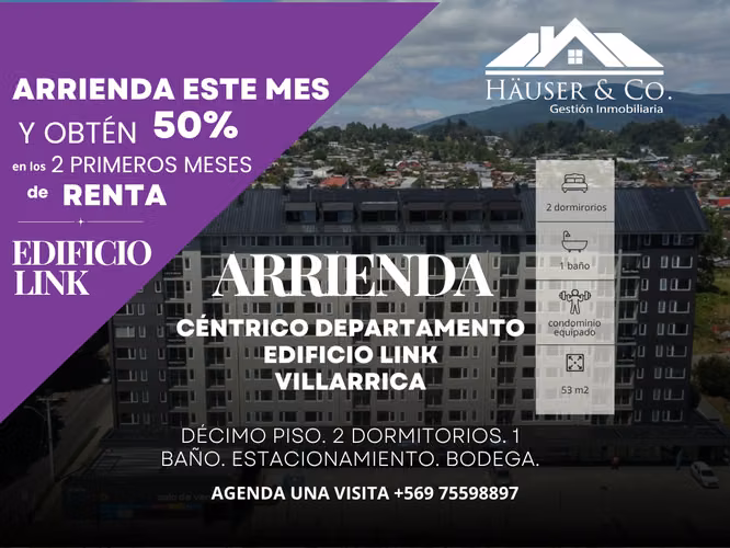 PROMO: Departamento 2 dorm 1 baño Villarrica céntrico