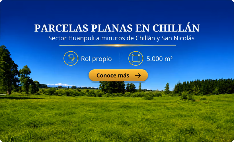 Parcelas planas a minutos del centro de Chillán oportunidad
