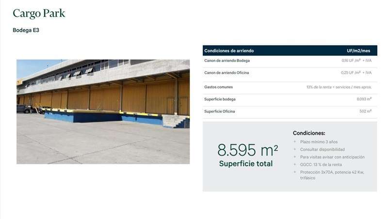 Arriendo BODEGA en Cargo Park en Quilicura - Imagen 2