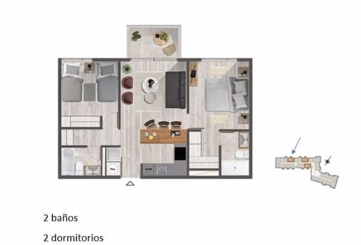 SE ARRIENDA DEPARTAMENTO 2D/2B, ESTILO MARIPOSA, FRUTILLAR.