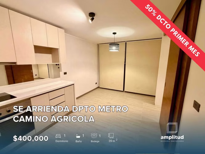 50%DCTO! Depto NUEVO 1D+1B+Bod. metro L5 Macul (164967)