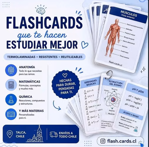Flashcards Termolaminadas Anatomía, PAES, Matemáticas y Más