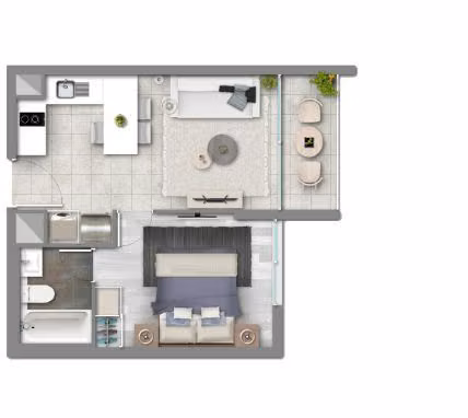 Departamento en arriendo de 1 dorm. en La Cisterna