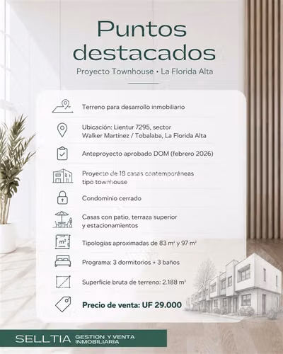 Casa y terreno en La Florida para desarrollo inmobiliario