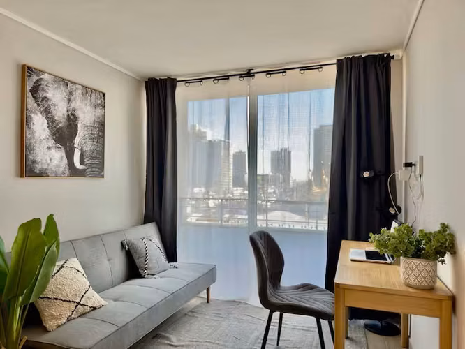 Depto. en venta de 1 dorm. full equipado en Estación Central