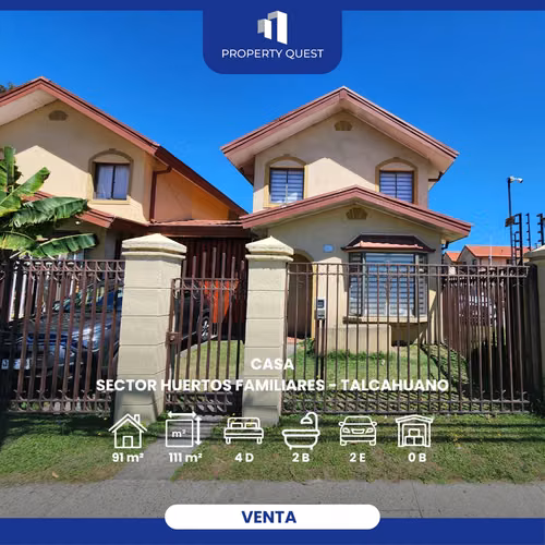 VENTA AMPLIA CASA 4D+2B H. FAMILIARES TALCAHUANO