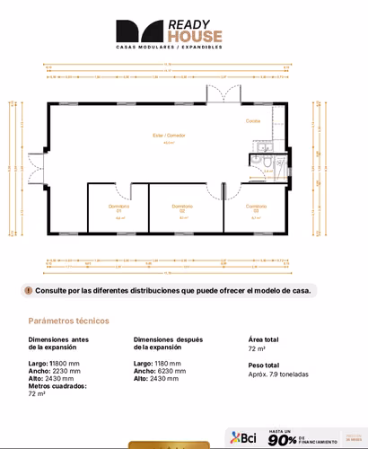 CASAS EXPANDIBLES MODULARES CON ESTRUCTURA DE ACERO GALVANIZADO